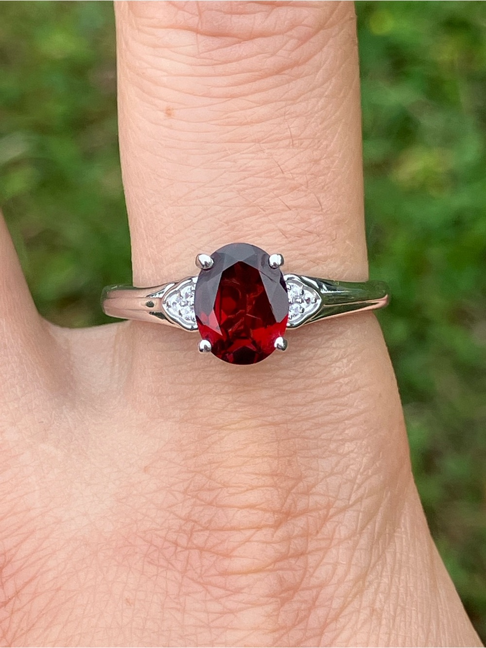 Mozambique Garnet Sterling Silver Ring Size 10